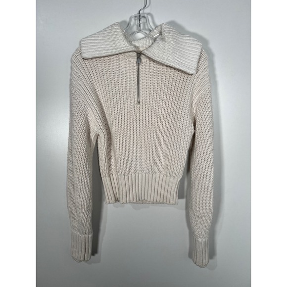 Athleta Sweaters - Athleta Ivory Shaker Knit Quarter Zip Pullover Sweater Coastal Preppy Small